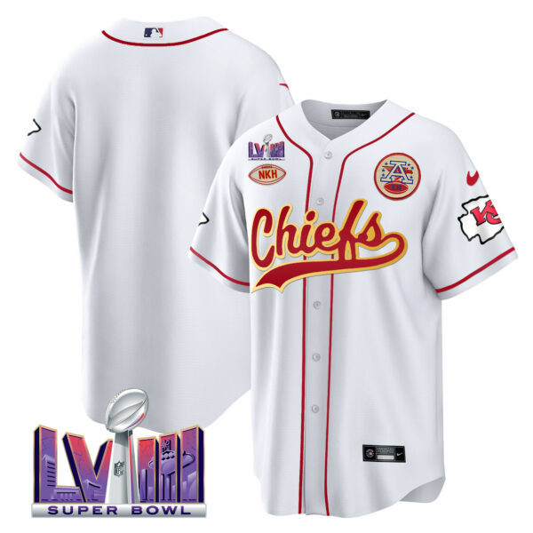 Men's Chiefs Super Bowl LVIII Patch Baseball Jersey - All Stitched - Image 16
