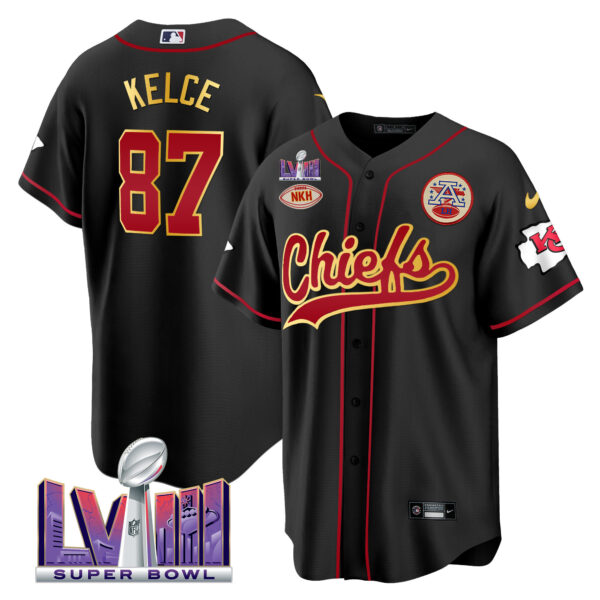 Men's Chiefs Super Bowl LVIII Patch Baseball Jersey - All Stitched - Image 18