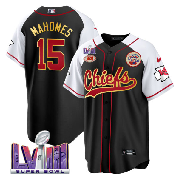 Men's Chiefs Super Bowl LVIII Patch Baseball Jersey - All Stitched - Image 25