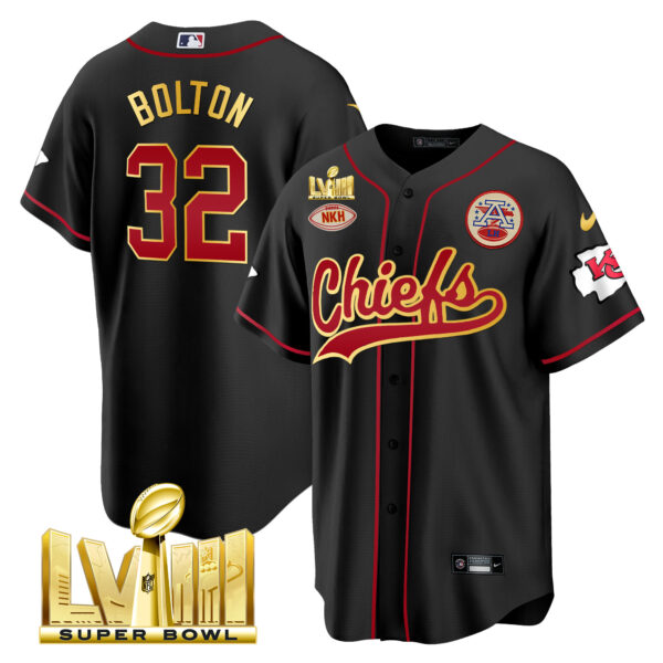 Men's Chiefs Super Bowl LVIII Gold Patch Baseball Jersey - All Stitched - Image 19