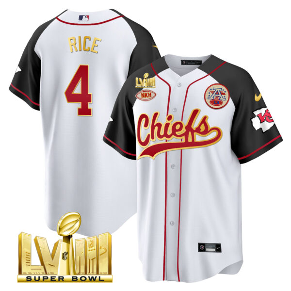 Men's Chiefs Super Bowl LVIII Gold Patch Baseball Jersey - All Stitched - Image 39