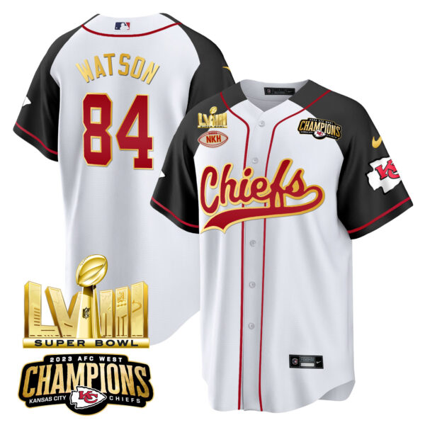 Men's Chiefs AFC West Champions & Super Bowl LVIII Gold Patch Baseball Jersey - All Stitched - Image 37
