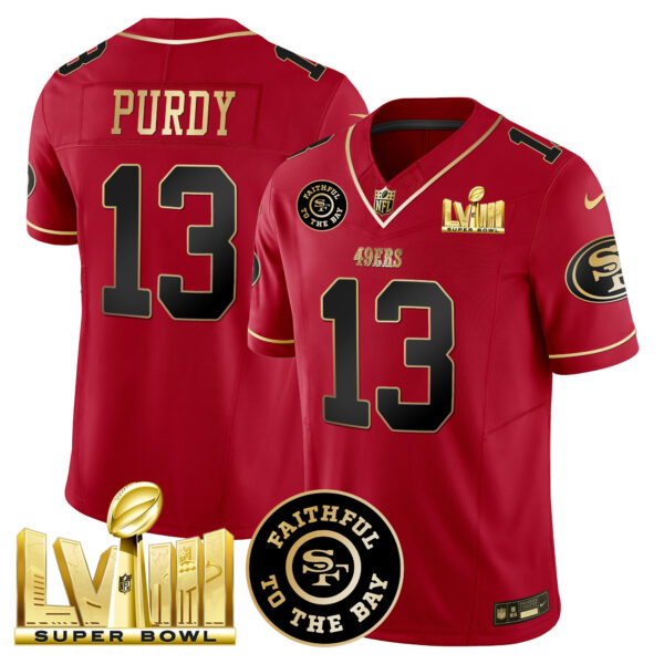 Men's 49ers Faithful & Super Bowl LVIII Gold Patch Vapor Jersey - All Stitched - Image 23