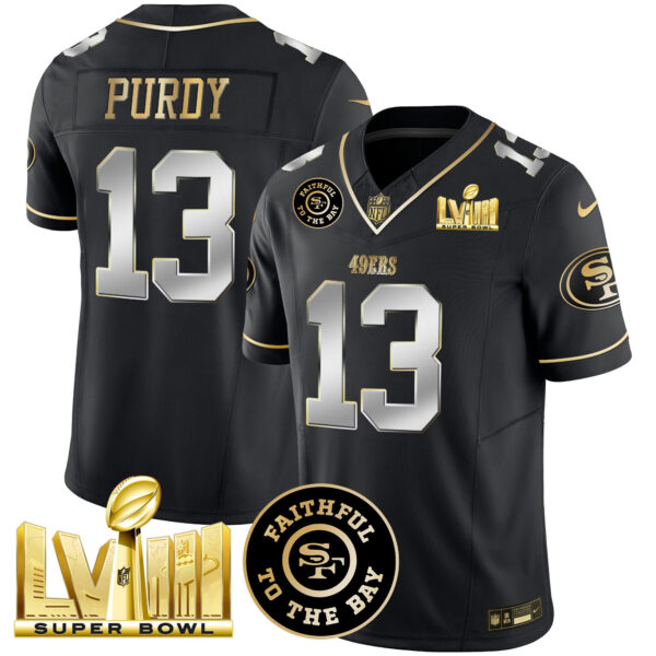 Men's 49ers Faithful & Super Bowl LVIII Gold Patch Vapor Jersey - All Stitched - Image 33