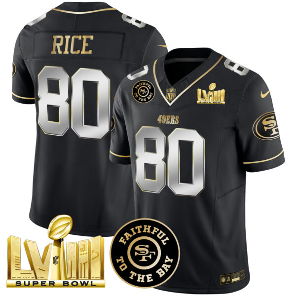 Men's 49ers Faithful & Super Bowl LVIII Gold Patch Vapor Jersey - All Stitched - Image 36