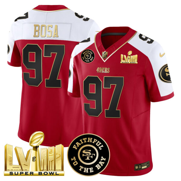 Men's 49ers Faithful & Super Bowl LVIII Gold Patch Vapor Jersey - All Stitched - Image 47