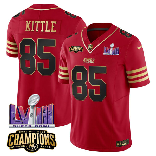 Men's 49ers NFC West Champions & Super Bowl LVIII Patch Vapor Jersey - All Stitched - Image 14