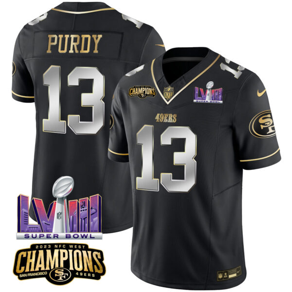 Men's 49ers NFC West Champions & Super Bowl LVIII Patch Vapor Jersey - All Stitched - Image 33