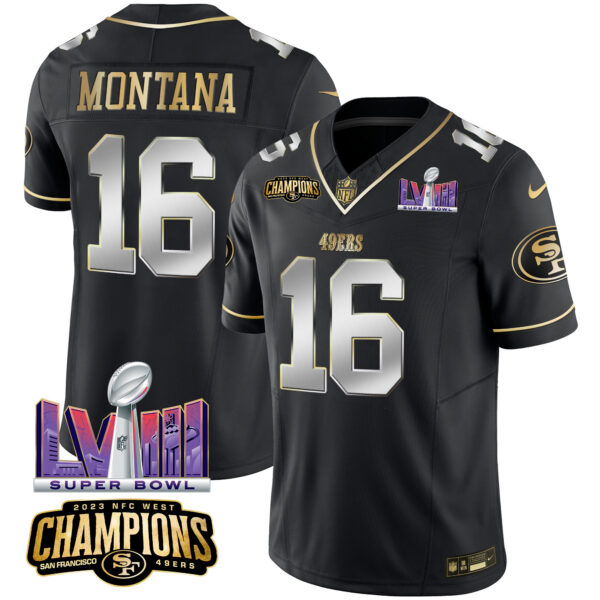 Men's 49ers NFC West Champions & Super Bowl LVIII Patch Vapor Jersey - All Stitched - Image 38