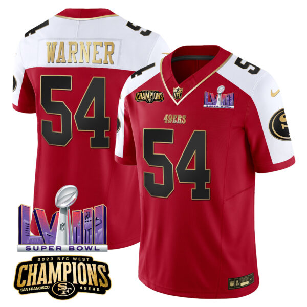Men's 49ers NFC West Champions & Super Bowl LVIII Patch Vapor Jersey - All Stitched - Image 45