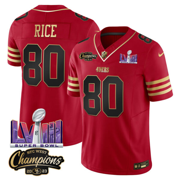 Men's 49ers NFC West Champions & Super Bowl LVIII Patch Vapor Jersey V2 - All Stitched - Image 16