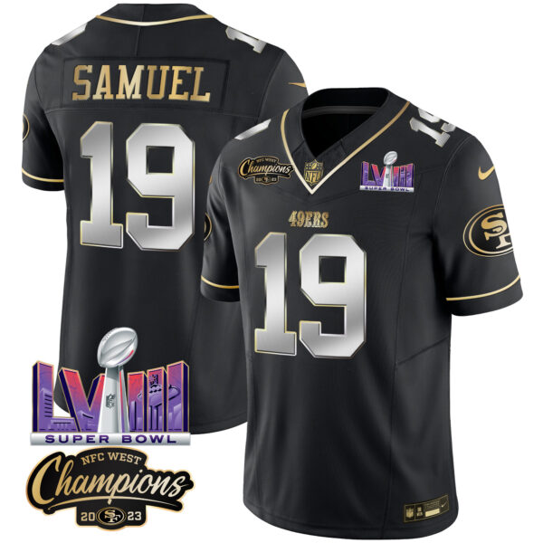 Men's 49ers NFC West Champions & Super Bowl LVIII Patch Vapor Jersey V2 - All Stitched - Image 32