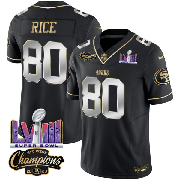 Men's 49ers NFC West Champions & Super Bowl LVIII Patch Vapor Jersey V2 - All Stitched - Image 36