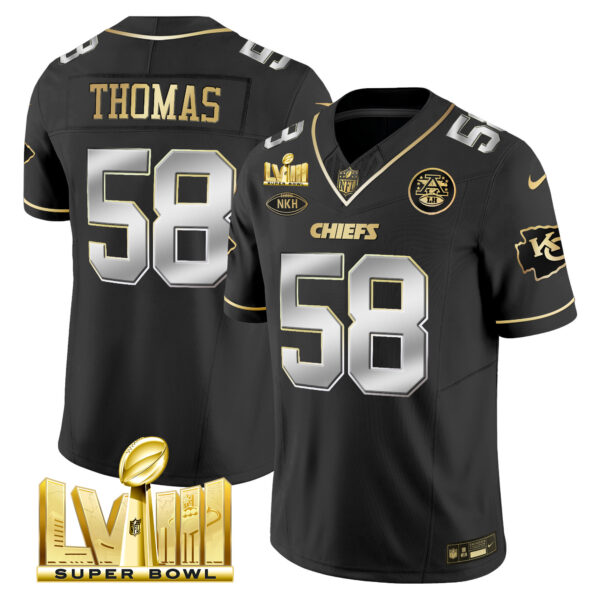 Men's Chiefs Super Bowl LVIII Gold Patch Vapor Jersey V3 - All Stitched - Image 3