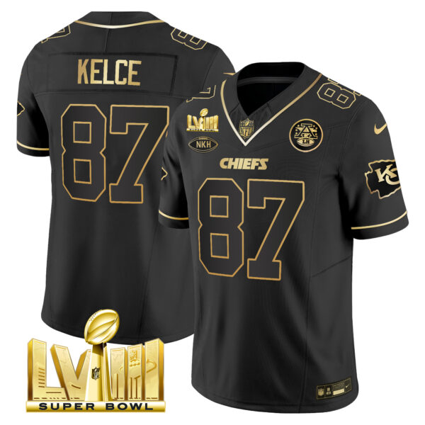 Men's Chiefs Super Bowl LVIII Gold Patch Vapor Jersey V3 - All Stitched - Image 9
