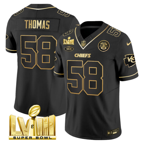 Men's Chiefs Super Bowl LVIII Gold Patch Vapor Jersey V3 - All Stitched - Image 10