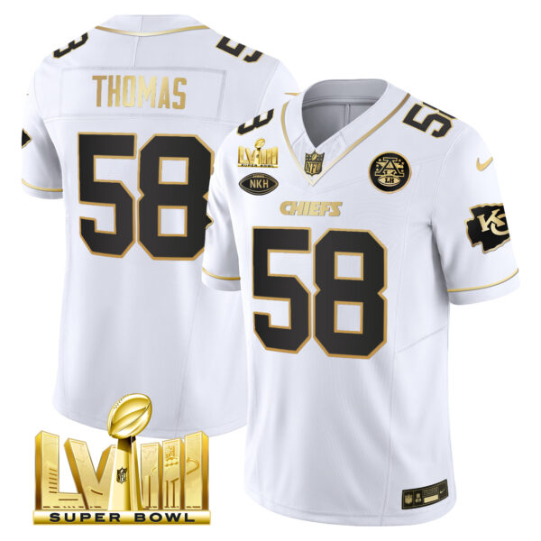 Men's Chiefs Super Bowl LVIII Gold Patch Vapor Jersey V3 - All Stitched - Image 17