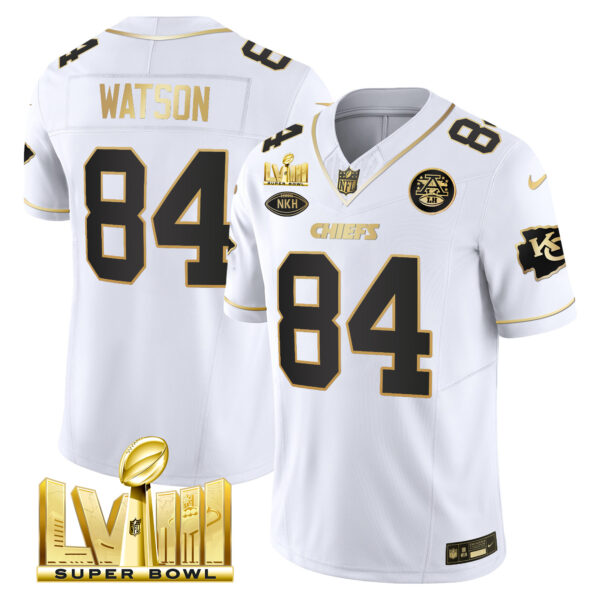Men's Chiefs Super Bowl LVIII Gold Patch Vapor Jersey V3 - All Stitched - Image 19