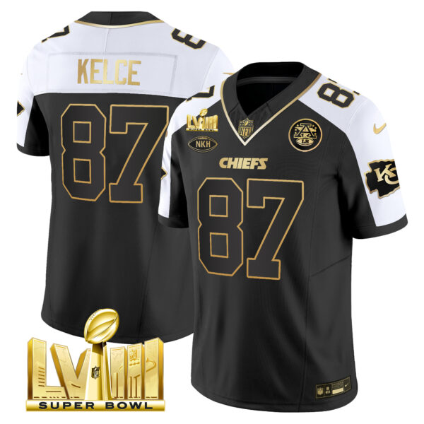 Men's Chiefs Super Bowl LVIII Gold Patch Vapor Jersey V3 - All Stitched - Image 23