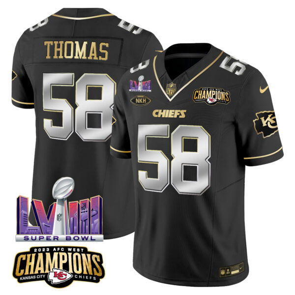Men's Chiefs AFC West Champions & Super Bowl LVIII Patch Vapor Jersey V2 - All Stitched - Image 3