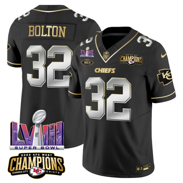 Men's Chiefs AFC West Champions & Super Bowl LVIII Patch Vapor Jersey V2 - All Stitched - Image 6