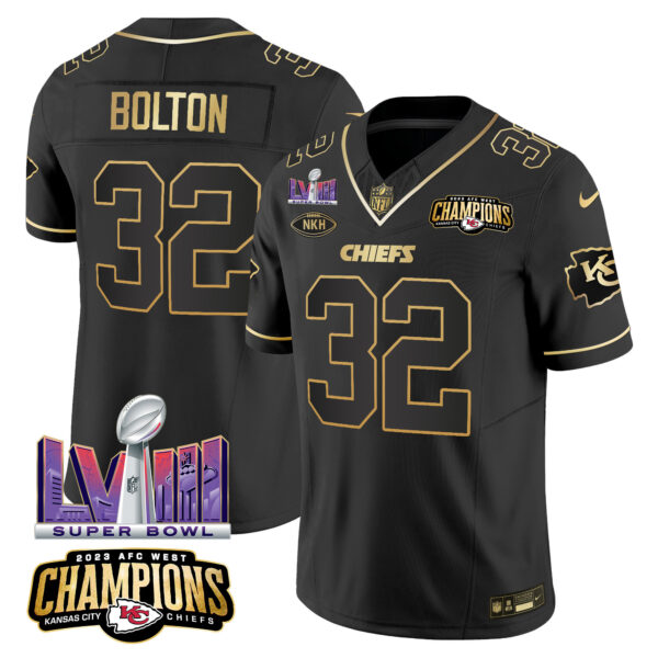 Men's Chiefs AFC West Champions & Super Bowl LVIII Patch Vapor Jersey V2 - All Stitched - Image 13