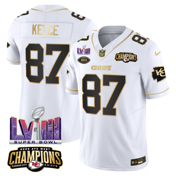 Men's Chiefs AFC West Champions & Super Bowl LVIII Patch Vapor Jersey V2 - All Stitched - Image 16