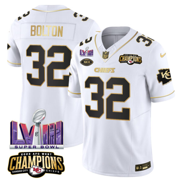 Men's Chiefs AFC West Champions & Super Bowl LVIII Patch Vapor Jersey V2 - All Stitched - Image 20