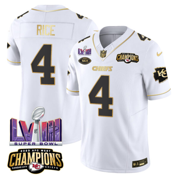 Men's Chiefs AFC West Champions & Super Bowl LVIII Patch Vapor Jersey V2 - All Stitched - Image 21