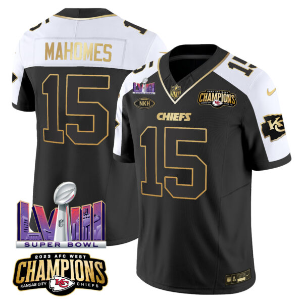 Men's Chiefs AFC West Champions & Super Bowl LVIII Patch Vapor Jersey V2 - All Stitched - Image 22
