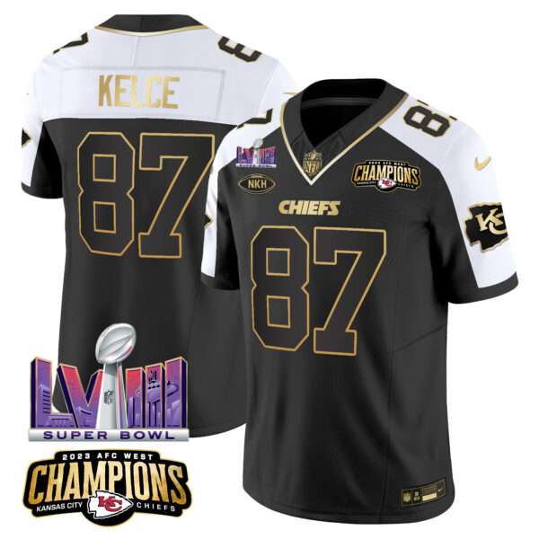 Men's Chiefs AFC West Champions & Super Bowl LVIII Patch Vapor Jersey V2 - All Stitched - Image 23