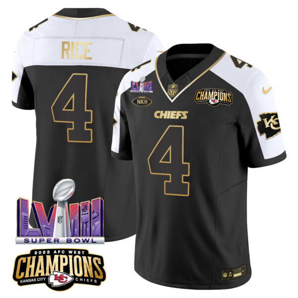 Men's Chiefs AFC West Champions & Super Bowl LVIII Patch Vapor Jersey V2 - All Stitched - Image 28