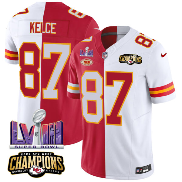 Men's Chiefs AFC West Champions & Super Bowl LVIII Patch Vapor Jersey V2 - All Stitched - Image 30