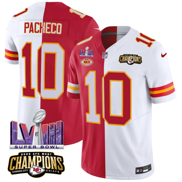 Men's Chiefs AFC West Champions & Super Bowl LVIII Patch Vapor Jersey V2 - All Stitched - Image 32