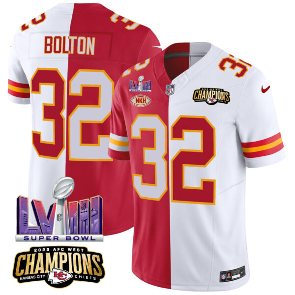 Men's Chiefs AFC West Champions & Super Bowl LVIII Patch Vapor Jersey V2 - All Stitched - Image 34
