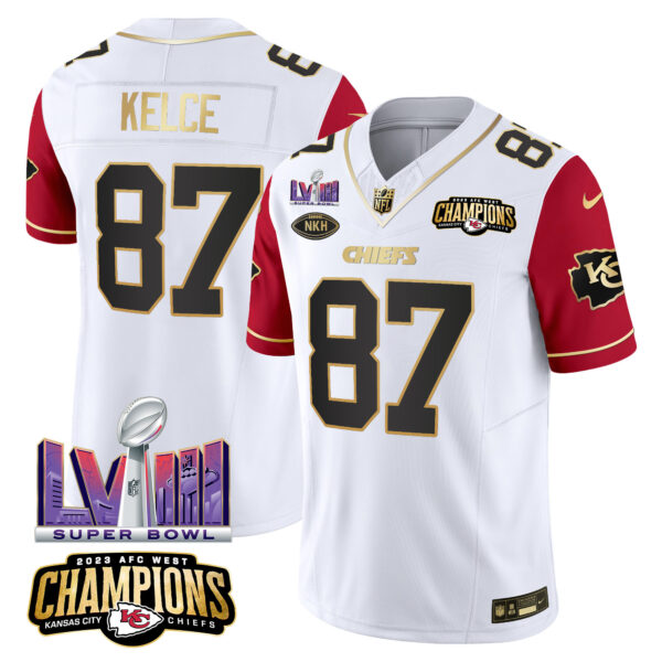Men's Chiefs AFC West Champions & Super Bowl LVIII Patch Vapor Jersey V2 - All Stitched - Image 37