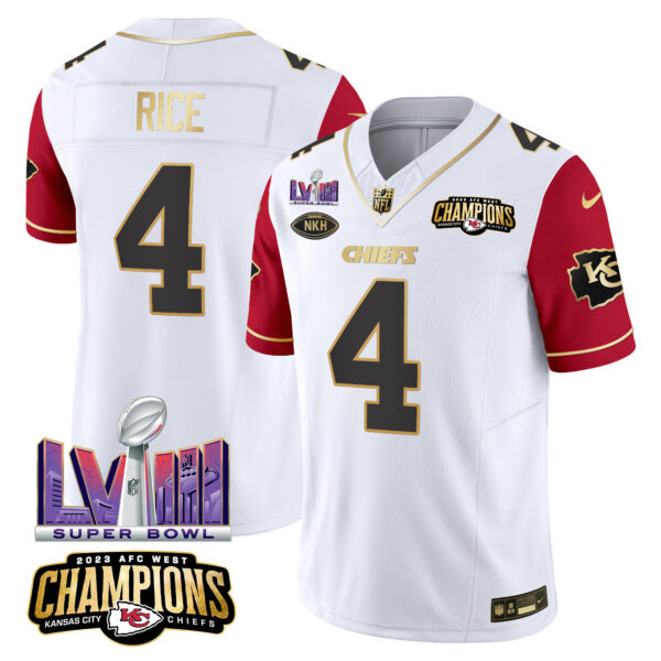 Men's Chiefs AFC West Champions & Super Bowl LVIII Patch Vapor Jersey V2 - All Stitched - Image 42