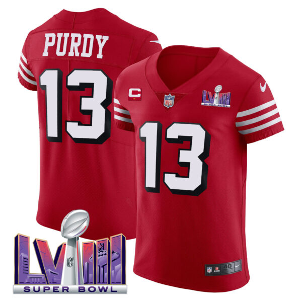 Men's 49ers Super Bowl LVIII Gold Patch Vapor Elite Jersey - All Stitched - Image 3
