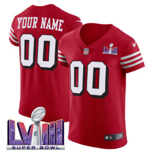 49ers Super Bowl LVIII Gold Patch Vapor Elite Custom Jersey - All Stitched