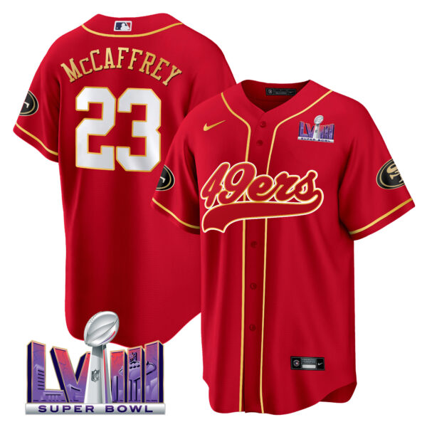 Men's 49ers Super Bowl LVIII Patch Baseball Jersey - All Stitched - Image 11