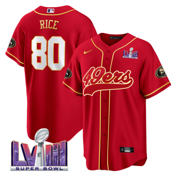 Men's 49ers Super Bowl LVIII Patch Baseball Jersey - All Stitched - Image 16