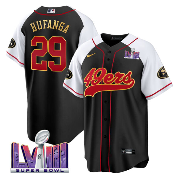 Men's 49ers Super Bowl LVIII Patch Baseball Jersey - All Stitched - Image 39