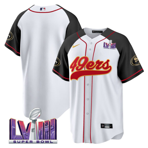 Men's 49ers Super Bowl LVIII Patch Baseball Jersey - All Stitched - Image 50