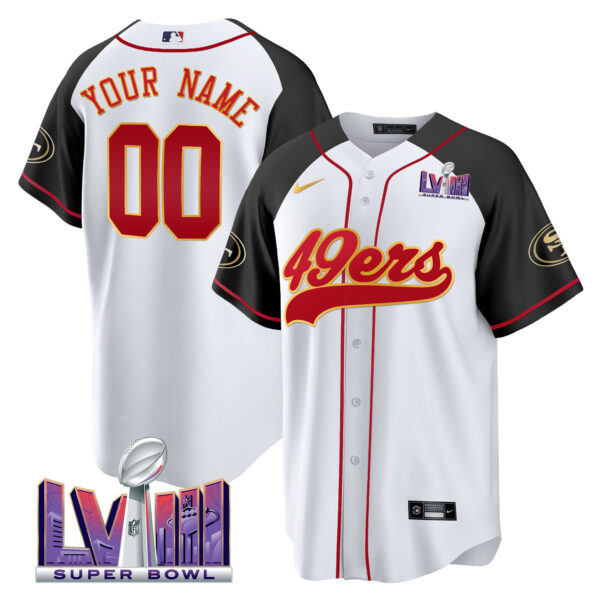 49ers Super Bowl LVIII Patch Baseball Custom Jersey - All Stitched - Image 5