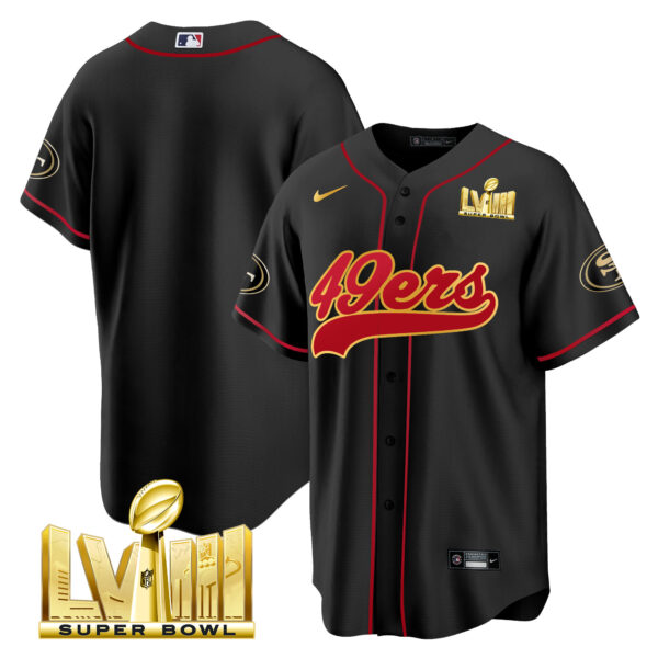 Men's 49ers Super Bowl LVIII Gold Patch Baseball Jersey - All Stitched - Image 10