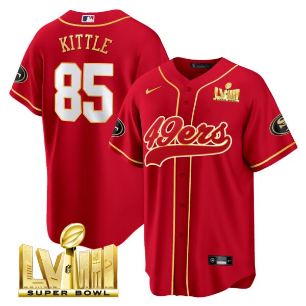 Men's 49ers Super Bowl LVIII Gold Patch Baseball Jersey - All Stitched - Image 14
