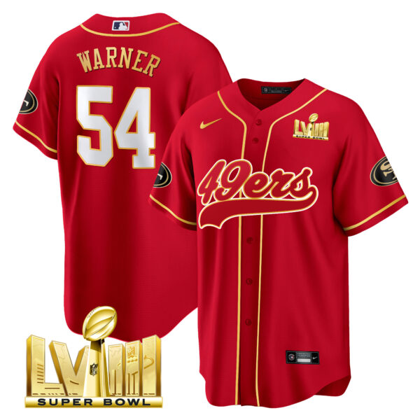Men's 49ers Super Bowl LVIII Gold Patch Baseball Jersey - All Stitched - Image 15