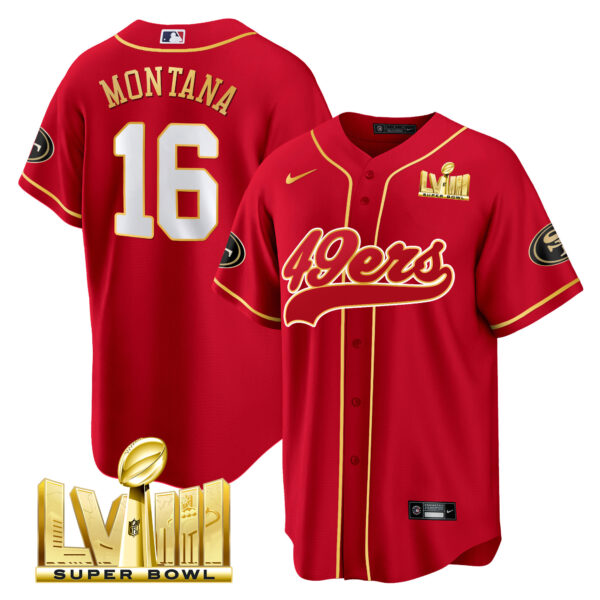 Men's 49ers Super Bowl LVIII Gold Patch Baseball Jersey - All Stitched - Image 18