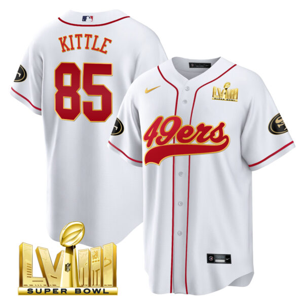 Men's 49ers Super Bowl LVIII Gold Patch Baseball Jersey - All Stitched - Image 24
