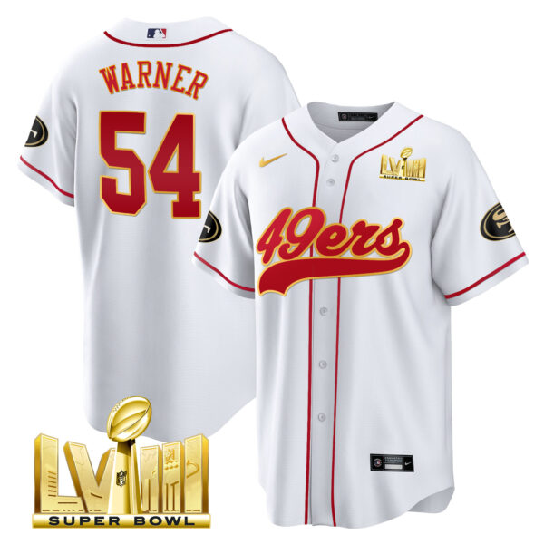 Men's 49ers Super Bowl LVIII Gold Patch Baseball Jersey - All Stitched - Image 25